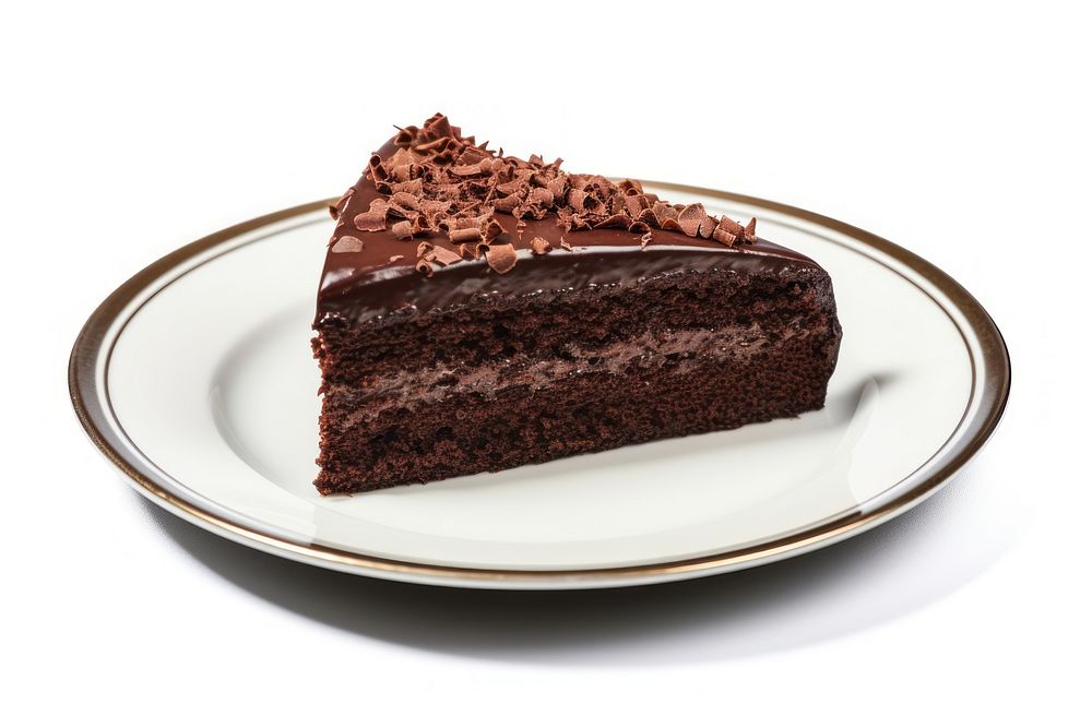 Chocolate cake plate dessert food.