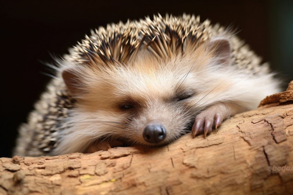 Hedgehog porcupine sleeping animal.