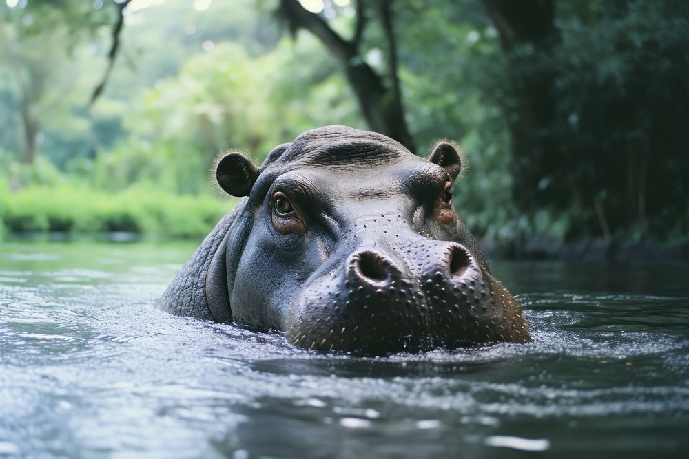 Hippo wildlife animal mammal.