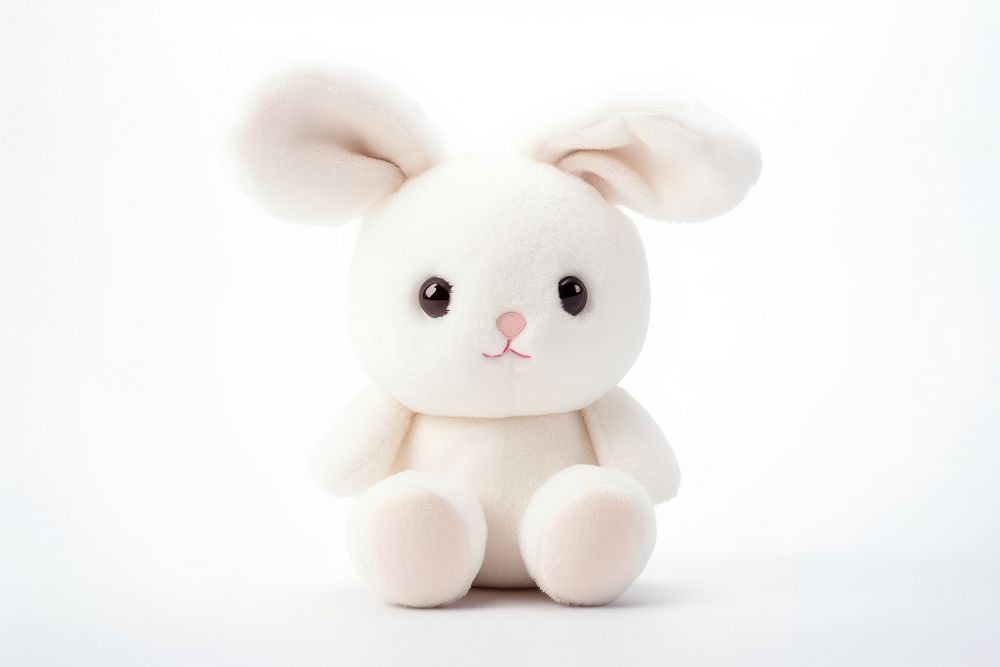 White bunny plush toy white background representation.