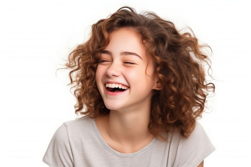 Teenager girl laughing portrait adult.