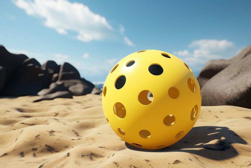 Yellow beach ball outdoors sphere sports.