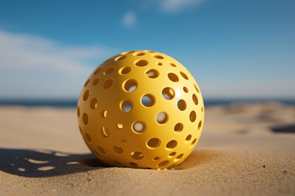 Yellow beach ball outdoors sports hole.