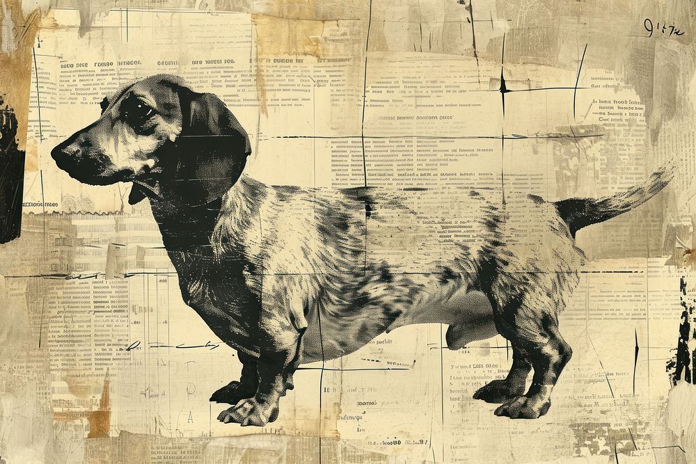 Sketch dachshund dog border animal mammal hound.