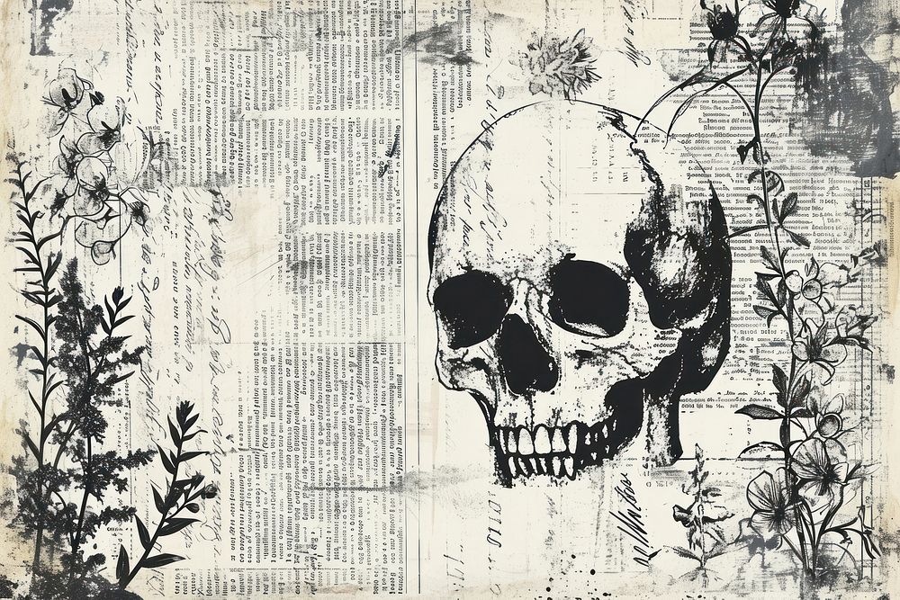 Sketch skull border backgrounds paper art.
