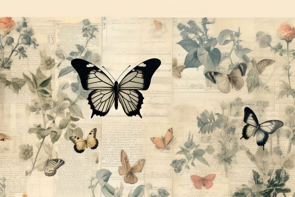 Night butterfly border backgrounds collage animal.
