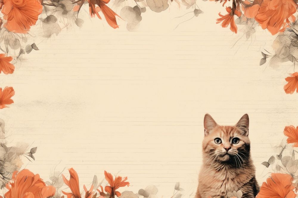Orange cat border backgrounds portrait pattern.
