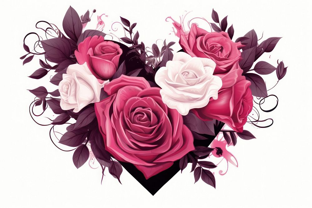 Heart flower rose pattern.