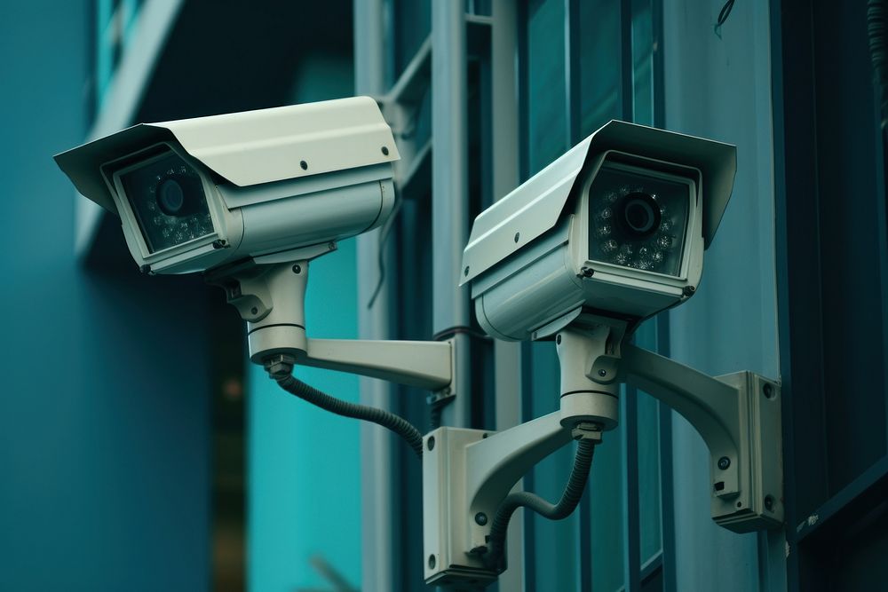 Lens of CCTV technology security surveillance.