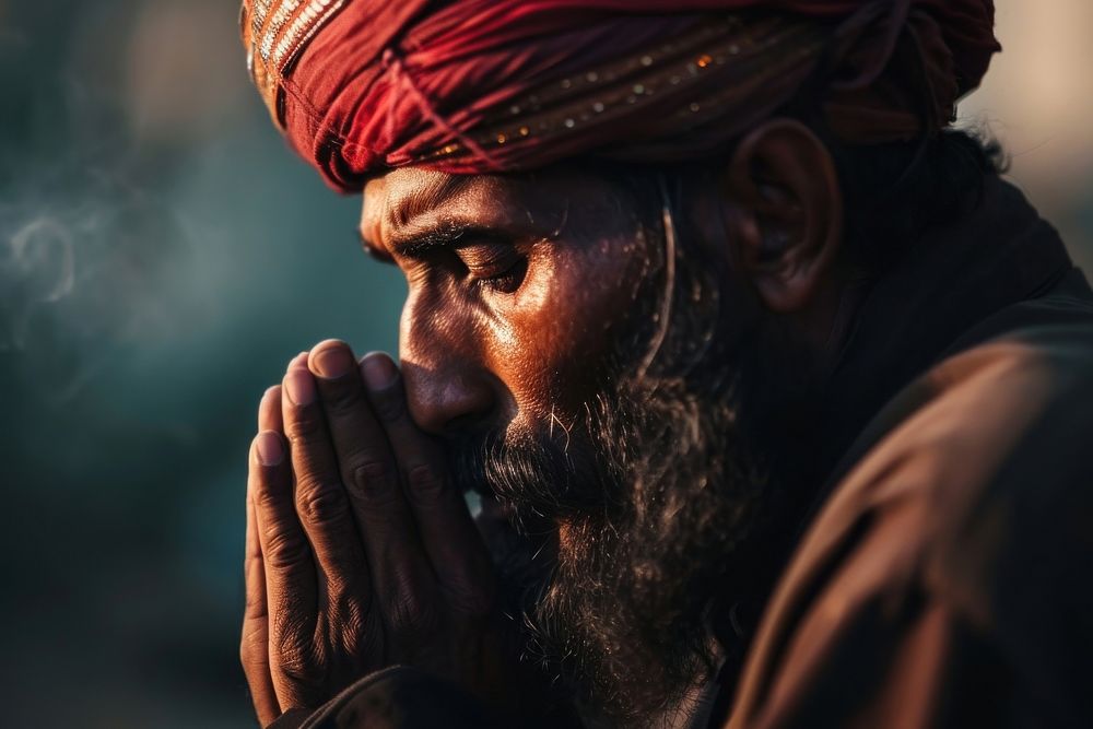 Muslim men pray adult spirituality tradition. AI generated Image by rawpixel.
