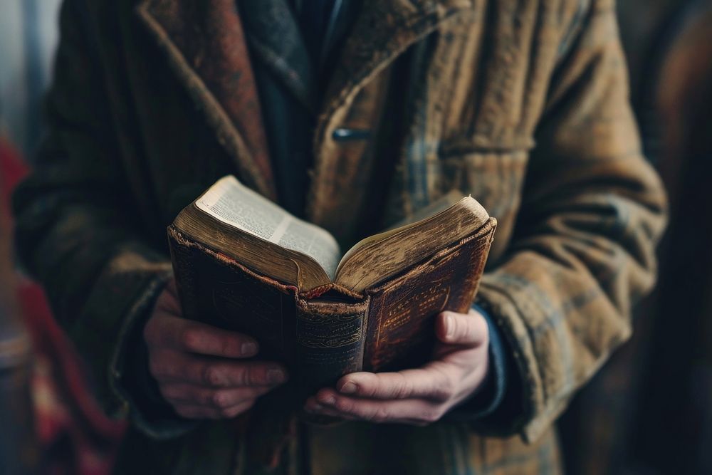 Man reading the Holy Bible publication book accessories. AI generated Image by rawpixel.