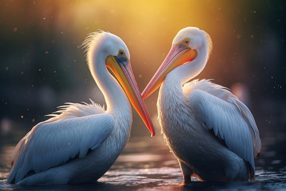 Pelican birds animal beak reflection. AI generated Image by rawpixel.