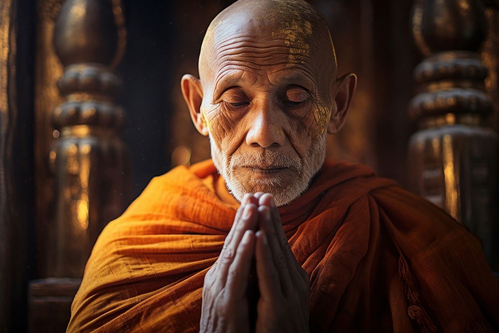 Monk temple adult spirituality. AI generated Image by rawpixel.