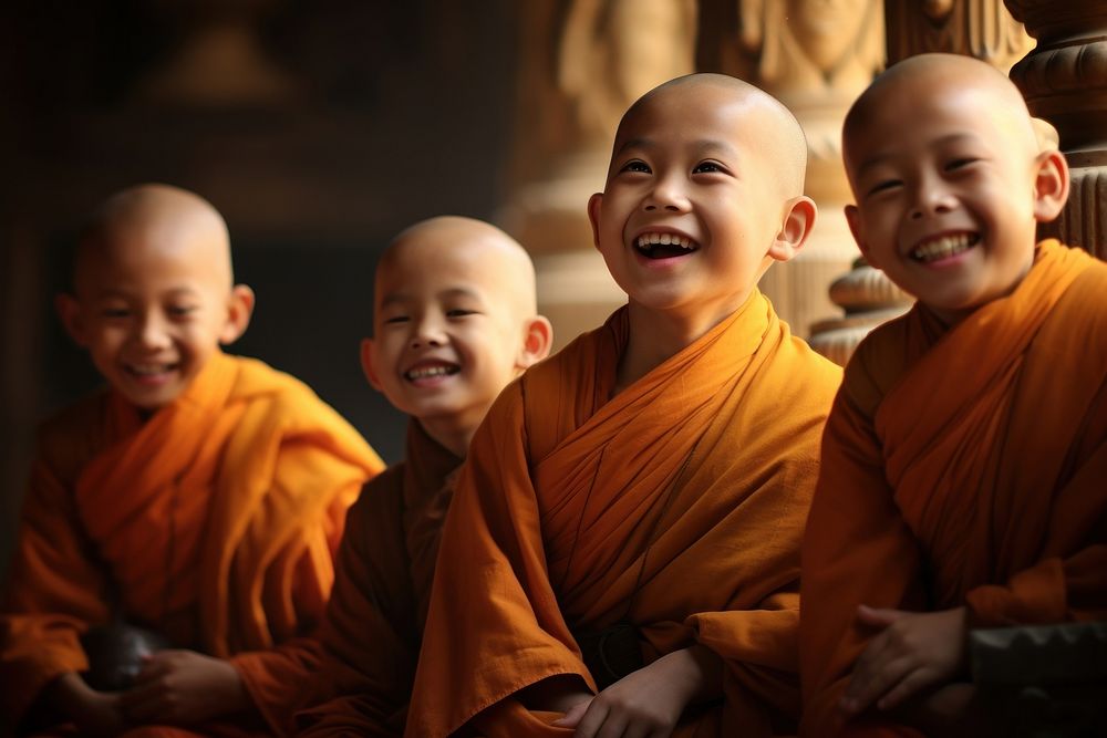 Novices smiling temple monk. AI generated Image by rawpixel.