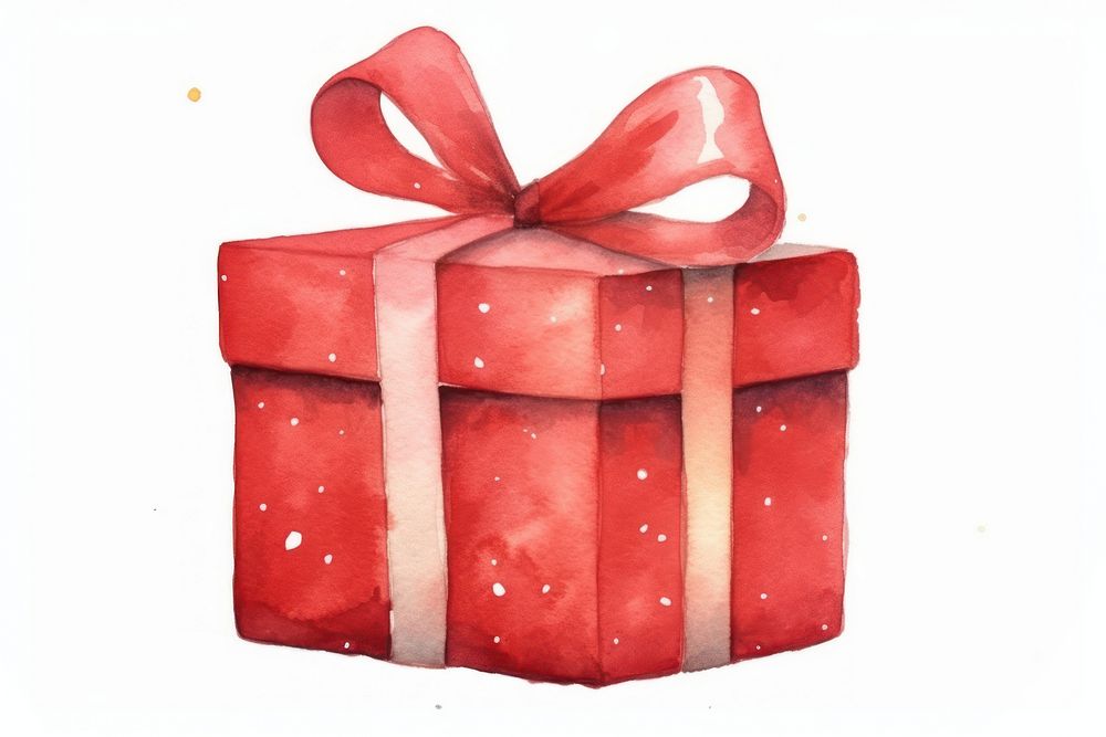 Red christmas gift white background celebration surprise.