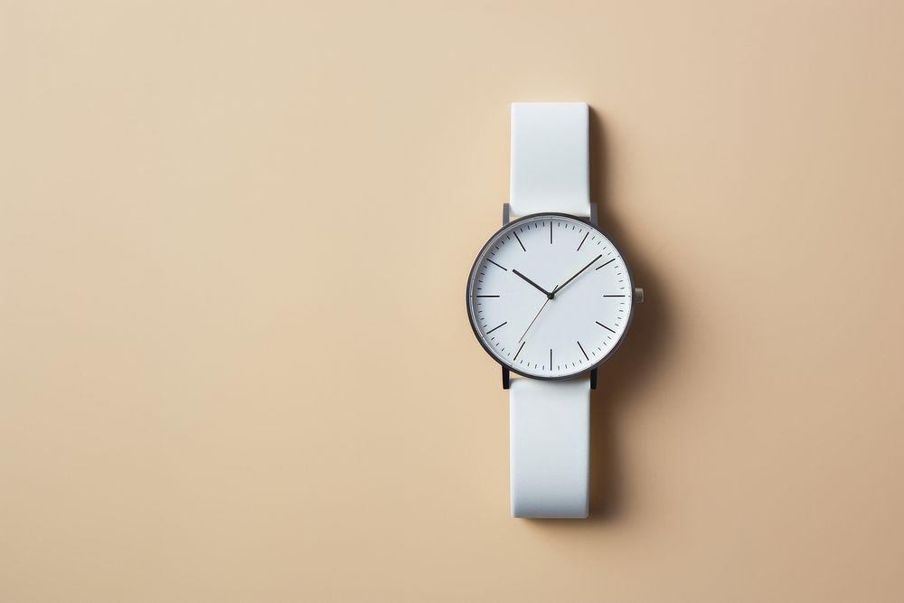 Minimalist white watch wristwatch clock deadline accuracy.