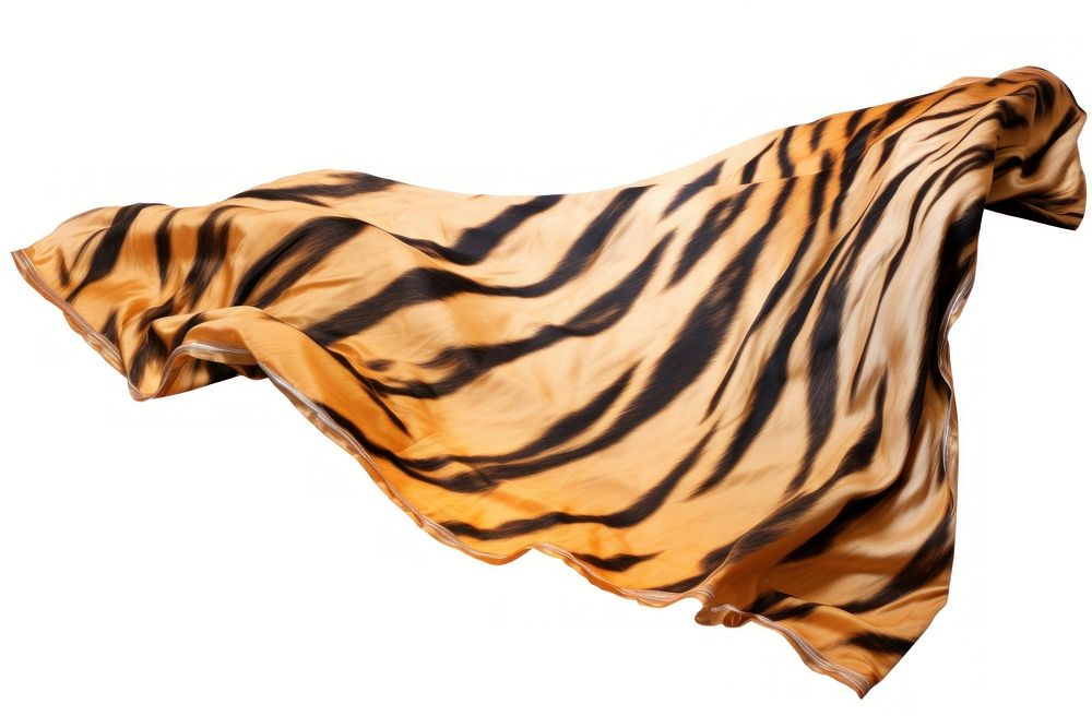 Tiger pattern fabric textile white background crumpled.