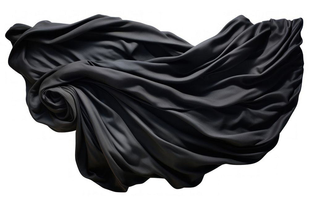 Black Wool fabric textile silk white background.