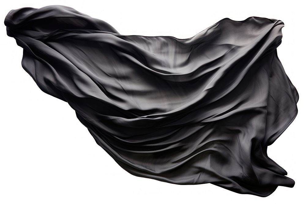 Black marble pattern fabric textile silk white background.