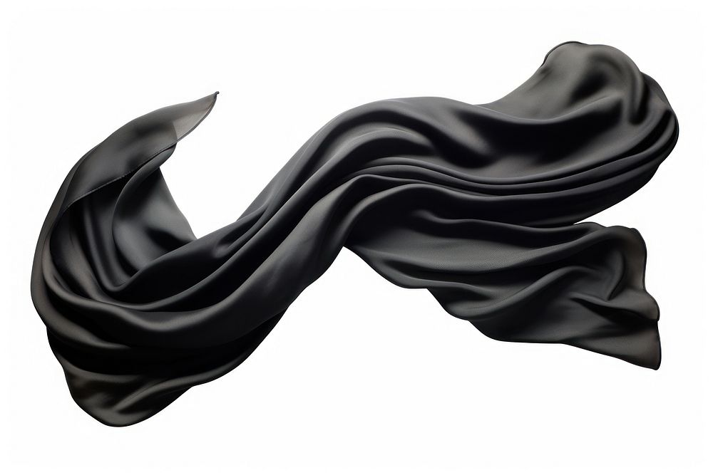 Black silk fabric textile white background accessories.