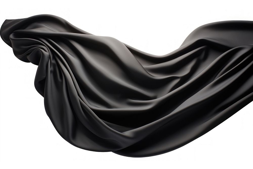 Black silk fabric textile white background monochrome.