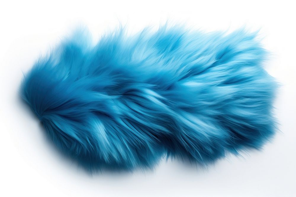 Blue gradient fur fabric textile mammal white background.