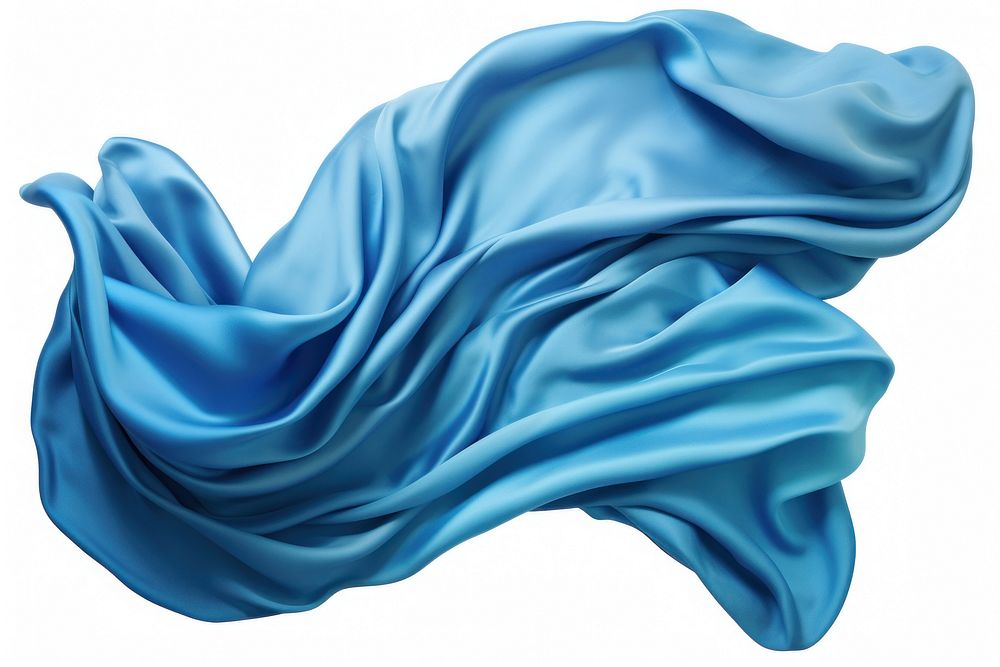 Blue silk fabric textile white background creativity.
