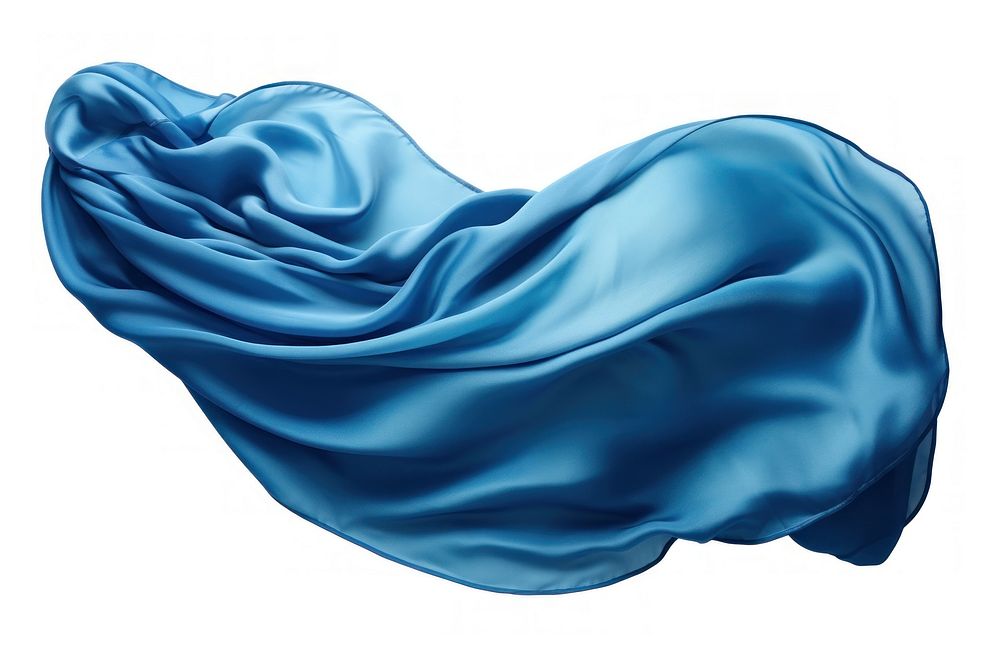 Blue silk fabric textile white background turquoise.