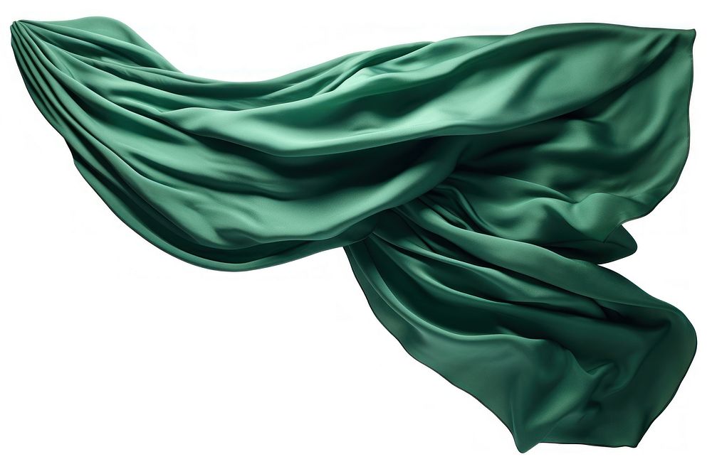 Dark green cotton fabric textile silk white background.