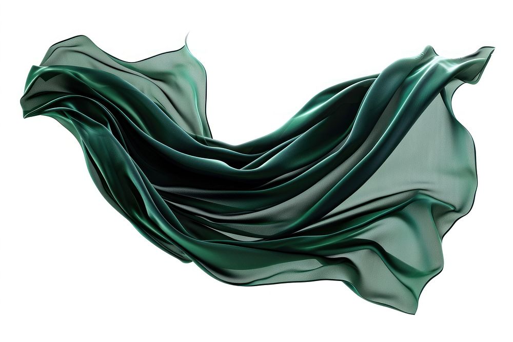 Dark green textile silk white background.