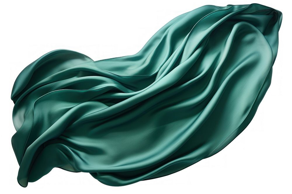 Dark green silk fabric textile white background turquoise.