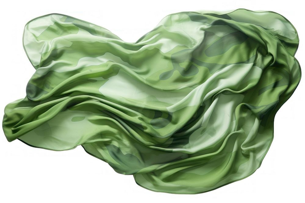 Green camouflage pattern on fabric textile plant white background.