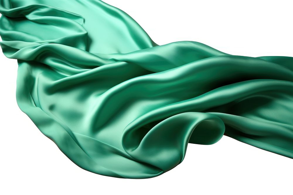 Green silk fabric backgrounds textile white background.