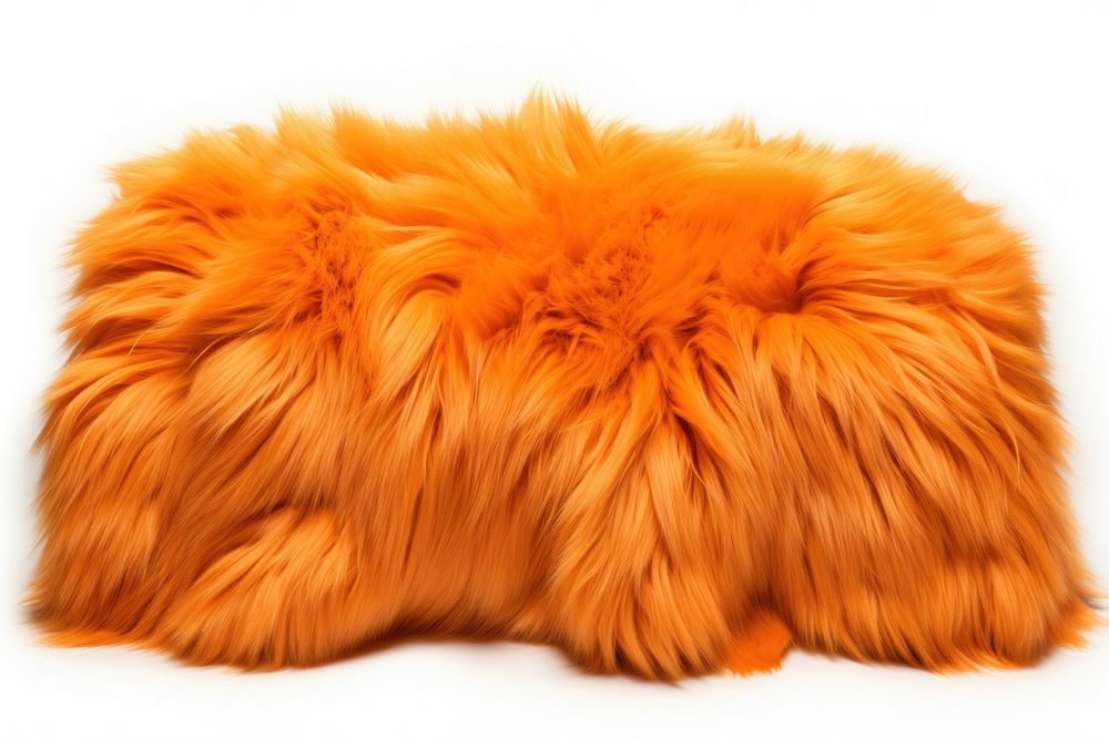 Orange fur fabric textile white background softness.