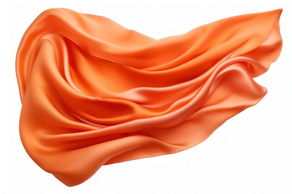 Orange silk fabric textile white background crumpled.