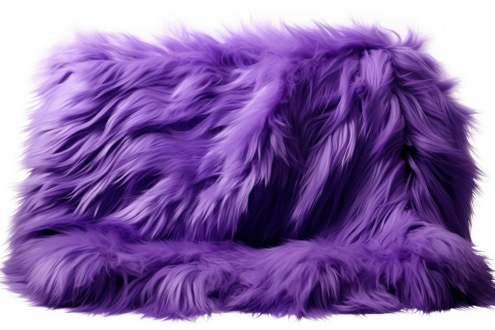 Purple fur fabric textile white background softness.