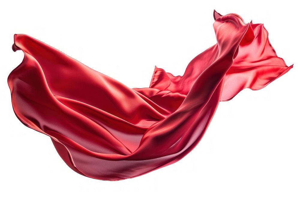 Red silk textile petal white background.