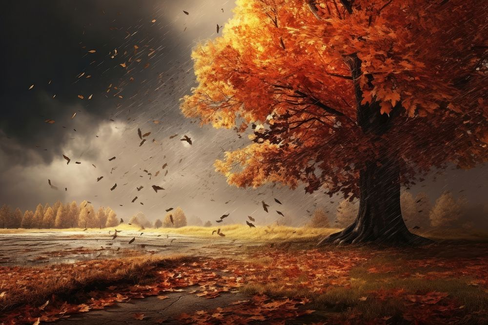 Falling season landscape outdoors autumn. AI generated Image by rawpixel.