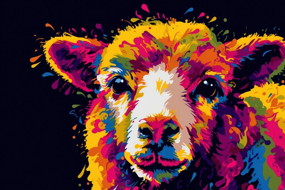 Sheep art painting mammal.