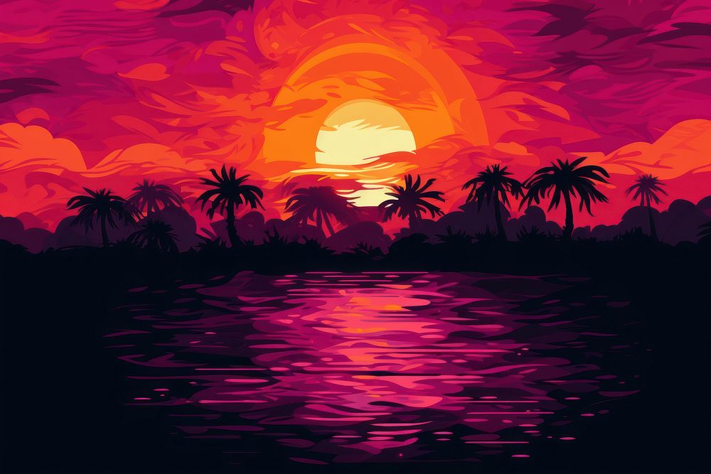 Sunset outdoors painting nature.