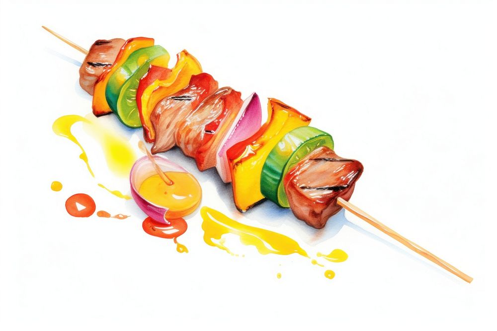 Vegetable skewer food meat.