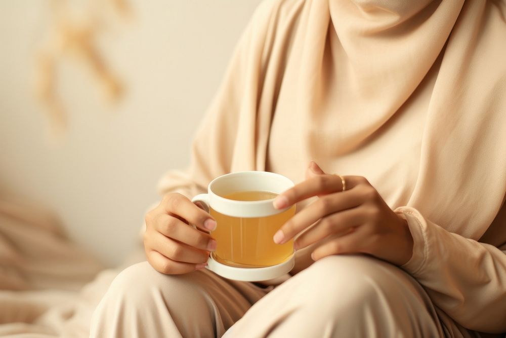 Woman sipping herbal tea coffee drink cup. AI generated Image by rawpixel.