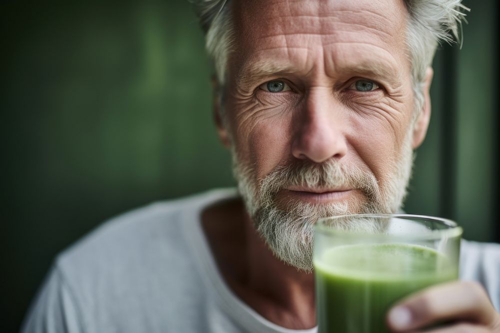 Drinking green juice portrait adult photo. AI generated Image by rawpixel.