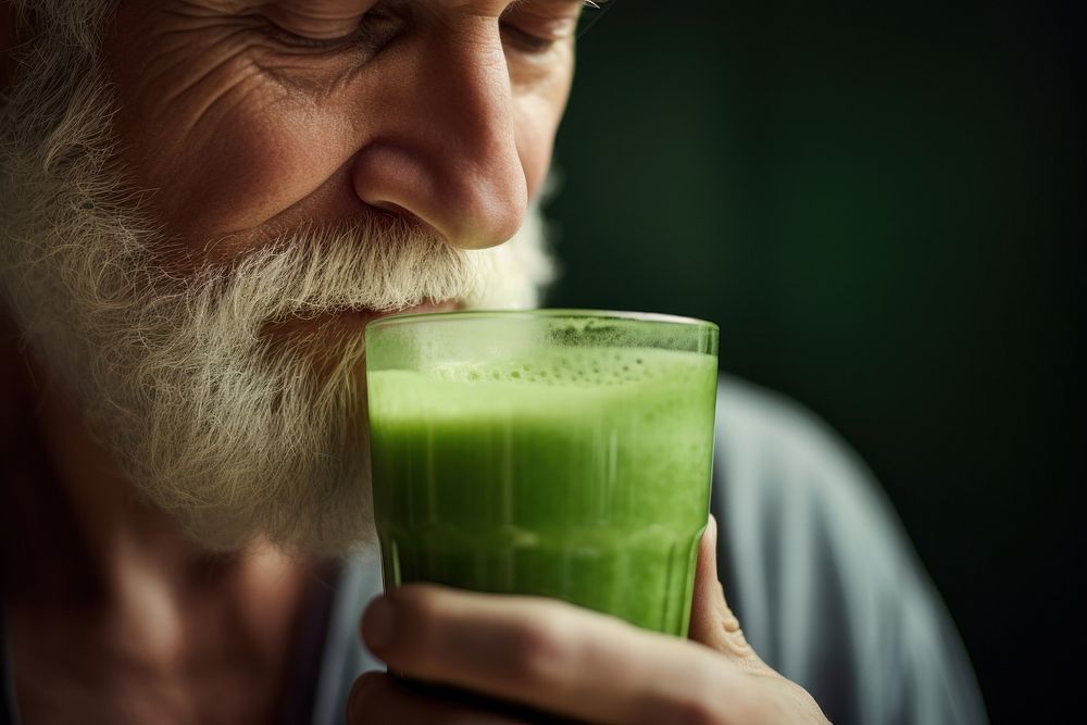 Drinking green juice adult refreshment freshness. AI generated Image by rawpixel.