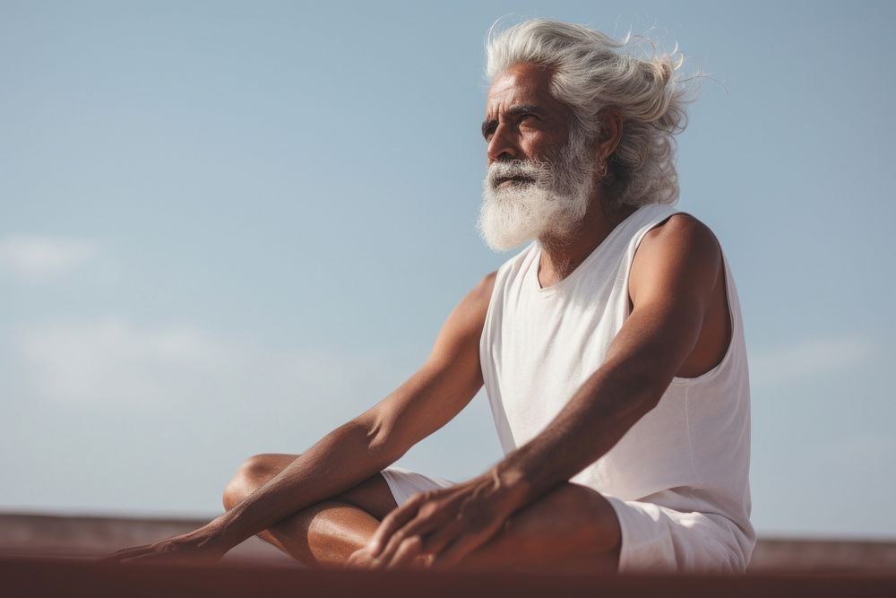 Sitting adult contemplation spirituality. AI generated Image by rawpixel.