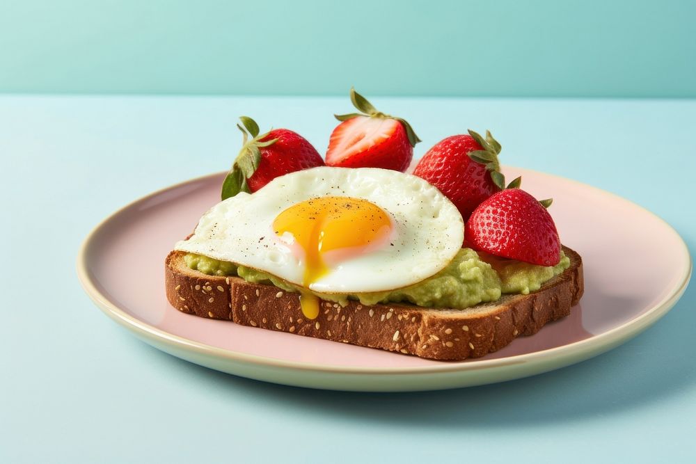 Avocado toast plate egg food. AI generated Image by rawpixel.