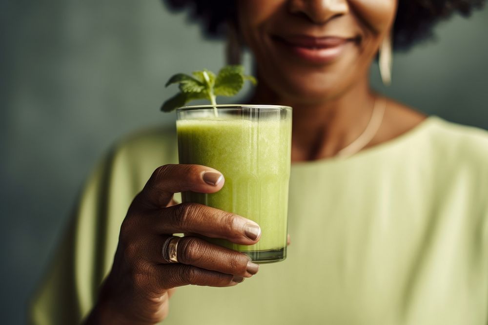 Drinking green juice smoothie plant refreshment. AI generated Image by rawpixel.