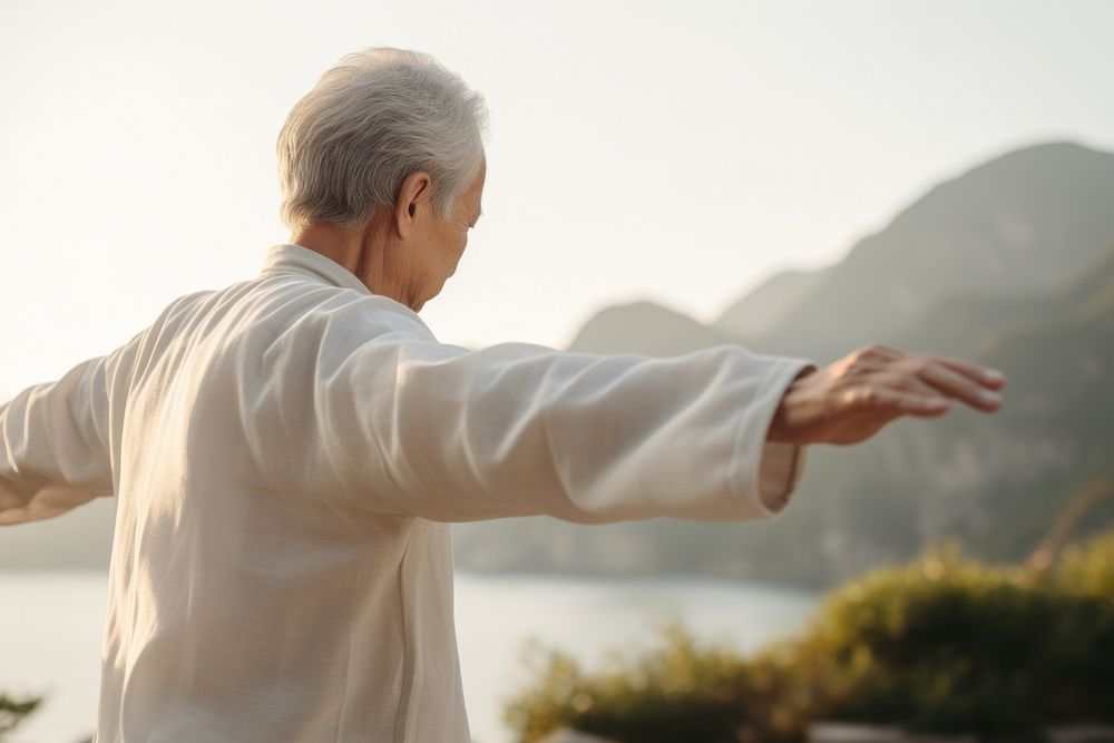 Chinese grandfather adult contemplation spirituality. AI generated Image by rawpixel.