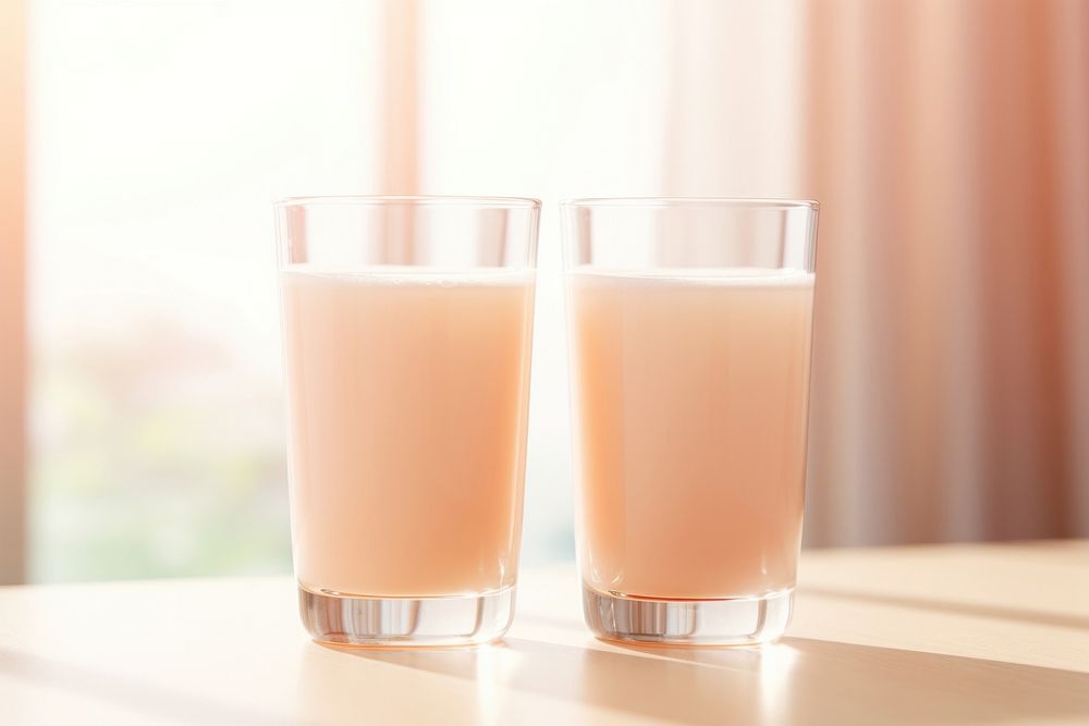 Glasses of juice drink milk refreshment. AI generated Image by rawpixel.