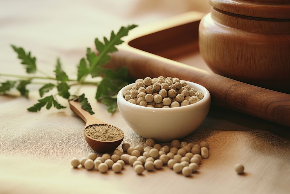 Herbal medicine ingredient preparation food bowl medication. AI generated Image by rawpixel.